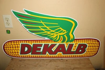 Rare Vintage 1973 Dekalb Seed Corn Flying Ear Farm 36" Embossed Metal Sign - Imagem 1 de 4