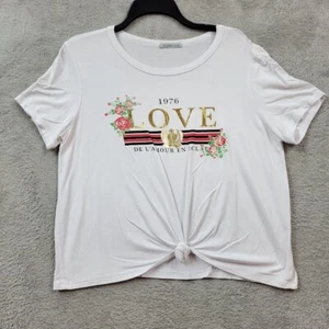 Charlotte Russe Tee Shirt Womens Medium White 1976 Love De L'Armour En Iclat - Picture 1 of 9