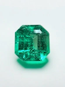 2.57 Carat GIA Certified Vivid Green Natural Loose Colombian Emerald-Asscher Cut - Picture 1 of 11