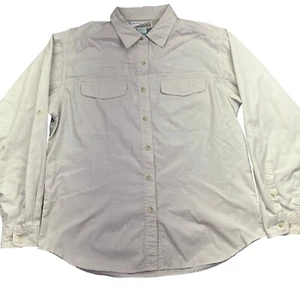 ExOfficio Insect Shield Button Up Hiking Shirt Roll Tab Sleeve L - Picture 1 of 12
