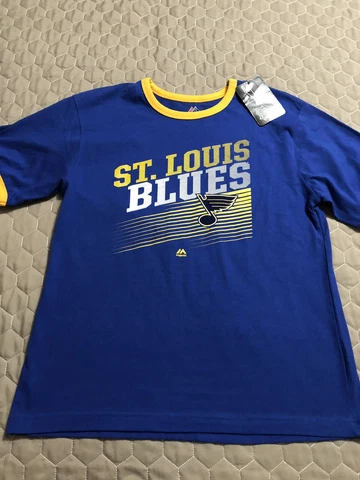 St Louis Blues Womens Majestic Ring Neck T Shirt Large Nwt Cover