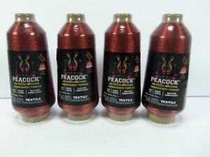 Peacock Metallic Embroidery Thread 40 Wt Red  5,000Yd Cone Lot of 5 