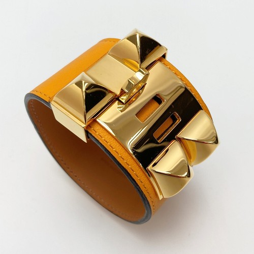 HERMÈS HERMES Bracciale In Pelle Coryedosiana Arancione X Inciso Hardware Oro Donna