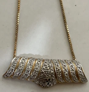 Sterling Silver Gold on Sterling Silver 18" Chain and Pendant Signed DL SS-112 - Picture 1 of 10