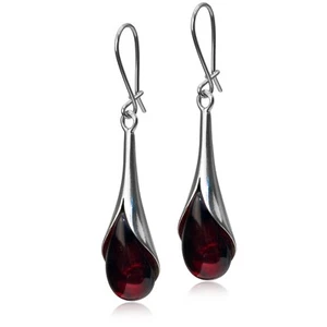 Hermosos aretes colgantes de diseñador ámbar cereza báltica de plata esterlina 925 maciza - Imagen 1 de 6