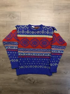 Vintage Ralph Lauren Chaps Sweater Sz XL Fair Isle 100% Shetland Wool Ski 90s - Picture 1 of 7