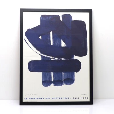 Affiche encadrée "Le Printemps des Poètes", d’après Pierre Soulages, lithographi - Photo 1/4