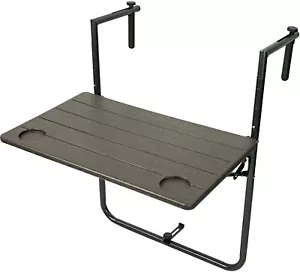 Folding Balcony Hanging Table for Outdoor Garden and Deck, Antique Wood Grain - Picture 1 of 8