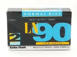 NUOVA CONFEZIONE DI 2 nastri cassette audio bias normali Radio Shack LN-90 tipo 1 - Foto 1 di 2