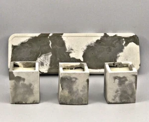 4 Pcs Marble Square Highly Scented Candles And Tray Handmade White Grey Gift Set - Picture 1 of 8