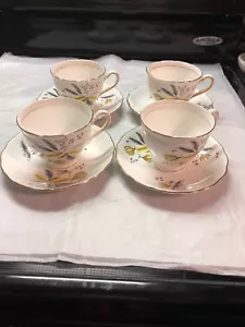 Vintage Colclough Bone China Stardust#6791 Set Of 4 Cups And Saucers - Picture 1 of 8