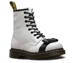 Lámpara de charol Dr. Martens 8 agujeros 1460 blanco agrietado negro suave - Imagen 1 de 8