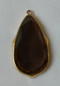 Stella & Dot Faceted Smoky Quartz Drop Single Earring Goldtone - Picture 1 of 7