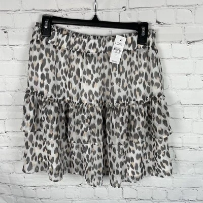 Minifalda Loft Estampado Leopardo Volantes en Niveles Talla Pequeña NUEVA Foto 1 de 4