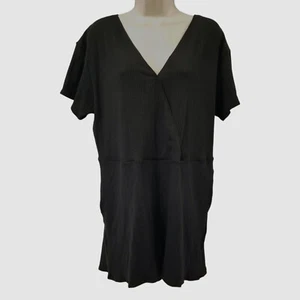 $159 Vitamin A Women's Black V-Neck Logan Short-Sleeve One-Piece Romper Size S - Picture 1 of 3