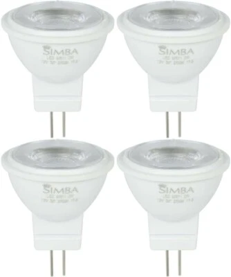 LED Bulbs MR11 2W 12V 30° 2700K 4pc, Simba lighting~Warm White~GU4 Spotlight - Image 1 of 4