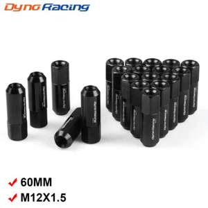 20pcs M12X1.5 60mm Extended Forged Aluminum Tuner Racing Wheel Lug Nuts Black - Picture 1 of 6
