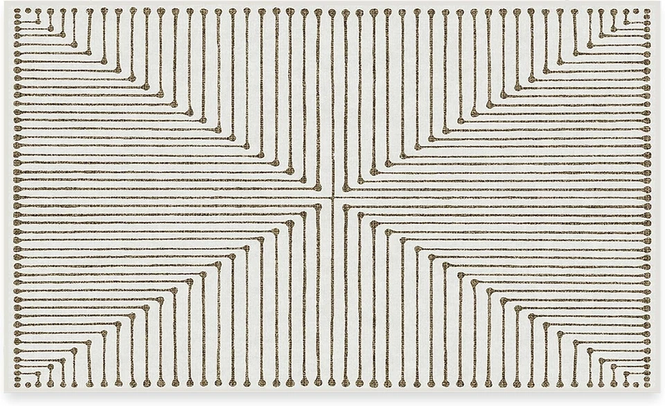 Alfombra moderna lavable a máquina X Jonathan Adler - gota de tinta camel y marfil 3X5, S Foto 1 de 4