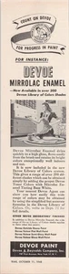 Devoe Mirrolac Enamel Paint 1948 Vintage Print Ad Over 200 Colors - Picture 1 of 1