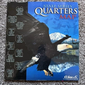 State Series Quarters Map 99-08 H.E. Harris &Co Tri Fold Book 50 Quarters Used - Picture 1 of 8