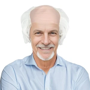 Miss U Hair Old Man Wig White Bald Cap With Hair On Sides Balding Wig Grandpa... - Picture 1 of 8