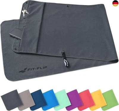 BESUCHE DEN FIT-FLIP-STORE Fit-Flip Fitness Handtuch - mit Magnet und Reißverschluss Tasche - Gym Handtuch