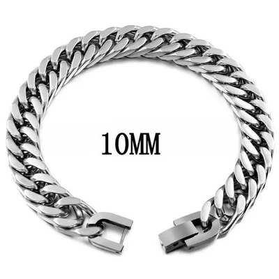 Stainless Steel Cuban Link Bracelet Men 12mm Solid Curb Heavy Chain Jewelry - Image 1 of 4