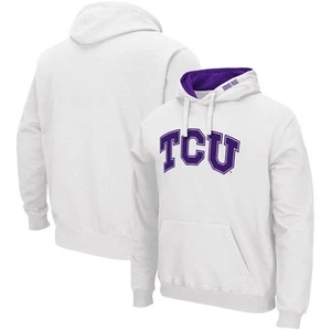 Men's Colosseum White TCU Horned Frogs Arch & Logo 3.0 Pullover Hoodie - Picture 1 of 3