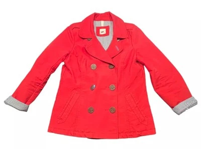 Chaqueta con botones Lands End 1963 de lona roja Pea Coat talla pequeña  Foto 1 de 4
