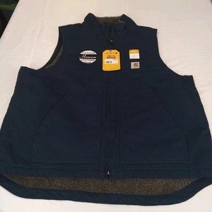 Chaleco Carhartt Suelto Pato Lavado Forrado Sherpa Cuello Simulado Azul Marino Talla Grande Nuevo con Etiquetas  - Imagen 1 de 23