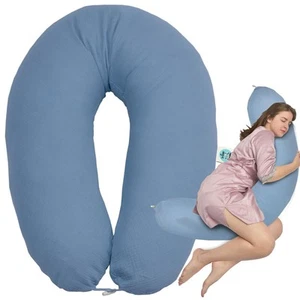Stillkissen XXL Seitenschläferkissen Schwangerschaftskissen Musselin Bezug BIO - Bild 1 von 79