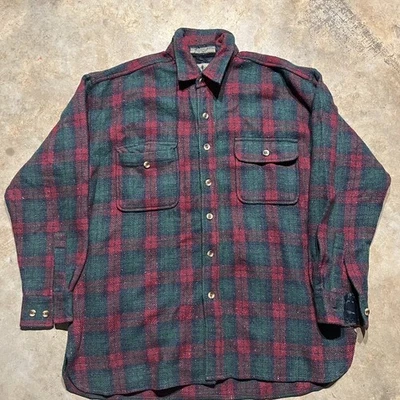 Camisa de franela de lana verde/roja vintage de los 80 Robert Stock de los años 80 Foto 1 de 3