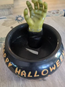 Gemmy animierte Halloween Süßigkeitenschale gruselig grün Handkessel - spricht nicht - Bild 1 von 11