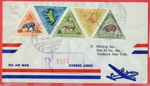 Costa Rica 5 Diff DREIECK Briefmarke auf Einschreiben nach USA 1963 - Bild 1 von 2