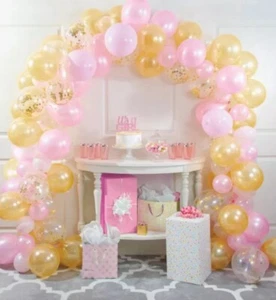 Large Pink and Gold Balloon Arch Kit 110 12-inch Assorted Latex Balloons - Picture 1 of 1