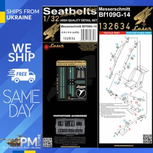 HGW 132634 1/32 Seatbelts for Bf109G-14 Orlon pre-cut laser Accessories aircraft - Picture 1 of 3