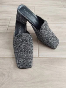 Enzo Angiolini NWOB Black/White Tweed Fabric Slide On Mid Heel Mule. Size 8M - Picture 1 of 7