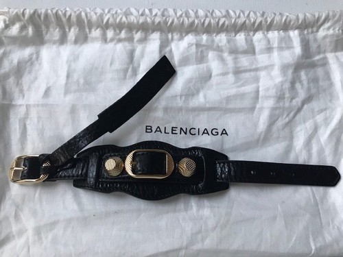 Bracciale Gigante Balenciaga Black Arena in Pelle Colore Oro Fibbia in Ottone Taglia M