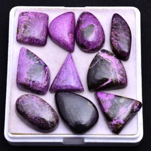 10 Pcs Natural Charoite 16.17mm-23.30mm Designer Cabochon Untreated Gemstones - Picture 1 of 5