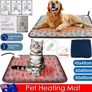 Waterproof Electric Pet Heat Pad Heated Heating Mat Blanket Dog Cat Bunny Bed OZ - Picture 1 of 22