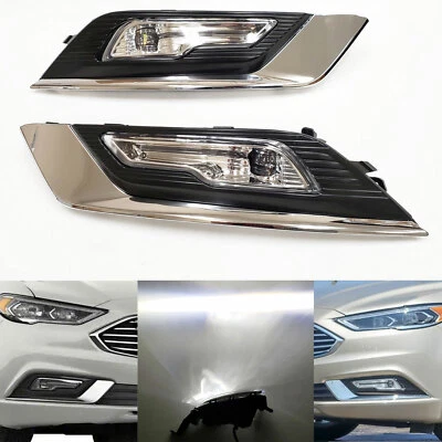 Kit de luces antiniebla delanteras LED integradas para Ford Fusion 2017-2018 con interruptor de cable de bisel Foto 1 de 4