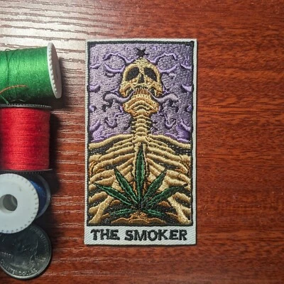 Smoker Patch Tarot Card Stoner Marijuana Kush Embroidered Iron On 2x3.5" - Image 1 of 3