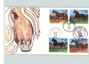 HORSES, Hand Painted Horse on First Day of Issue, 3 cancels, Farmers, Clearfield - Picture 1 of 1