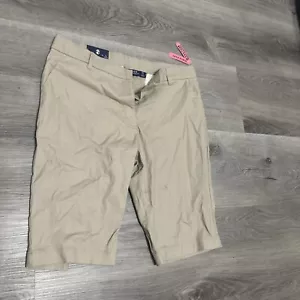 Izod Golf Stretch Womens Size 16.5 Plus Walking Shorts Khaki - Picture 1 of 6