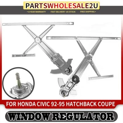 2 Reguladores de ventana manuales delanteros izquierdo y derecho para Honda Civic 1992 1993 1994 1995 Foto 1 de 4