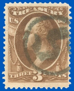 US Scott #O74 3¢ TREASURY DEPARTMENT OFFICIAL, "OLD STYLE 5" Fancy Cancel! - Bild 1 von 2
