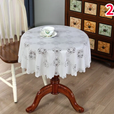 Vintage Lace Round Tablecloth Floral Mesh Hollow Out Cover Mat Home Decor - Image 1 of 4
