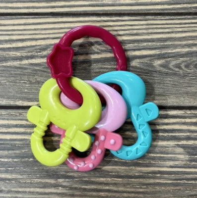 Bright Starts License to Drool Teether Pink Blue Green Baby Teether Toy - Image 1 of 3