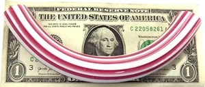 Tubo de codo gigante Chevron a rayas rosas cuentas de comercio africano 777 bastón de cubo - Imagen 1 de 4