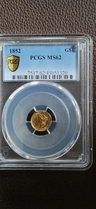 1852 $1 Liberty Head Gold MS-62 PCGS - Picture 1 of 4